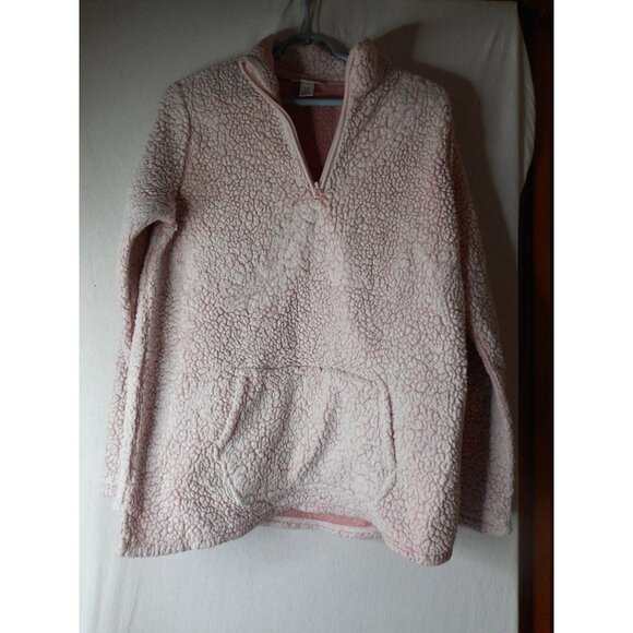just be Tops - Fleece 1X Pink Pullover 1/4 zip henley long sleeve top Just be